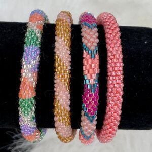 HAND CRAFTED in Nepal Beaded Bracelets (set of 4) PCH1